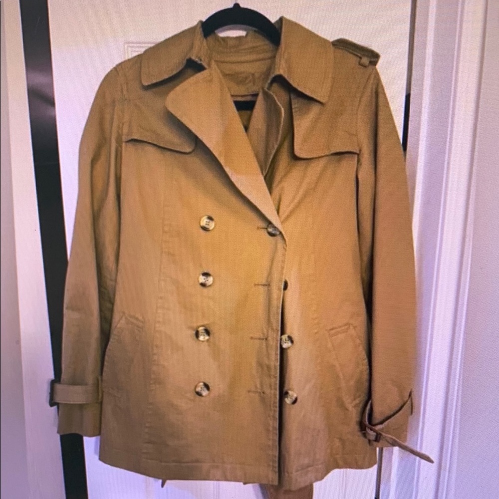 Classic Tan Double-Breasted Women's Coat